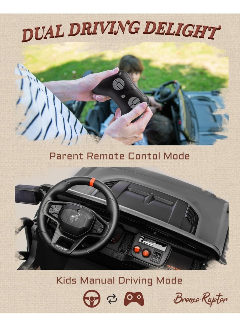 First Ride On 24V Ride on Toys for Big Kids, Licensed Ford Bronco Electric Car 2 Seater with Remote Control, Kids Ride on Cars W/ 2-Seater, 4.3 Mph Max Speed, Soft Start Function (Black) - Image 5